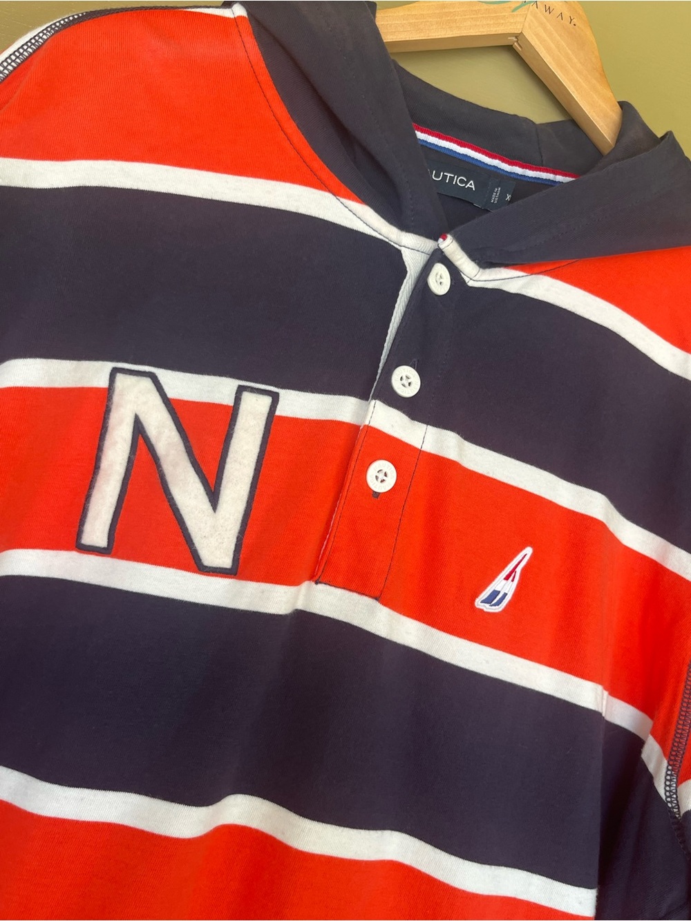 Nautica Striped Hooded Rugby Pullover XL - Picture 3 of 9